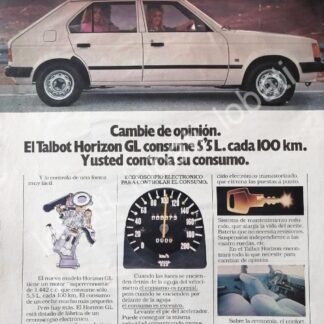 CARTEL ANTIGUO ORIGINAL DE DE AUTOS TALBOT HORIZON 1991 /881