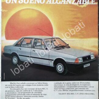 CARTEL ANTIGUO ORIGINAL DE DE AUTOS TALBOT SOLARA 1981 / 879
