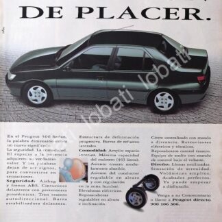 CARTEL ANTIGUO ORIGINAL DE PUBLICIDAD RETRO DE AUTOS PEUGEOT 306 1991 / 871