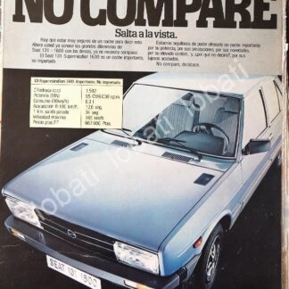 CARTEL ANTIGUO ORIGINAL DE AUTOS SEAT 131 SUPERMIRAFIORI 1600 1982 / 850