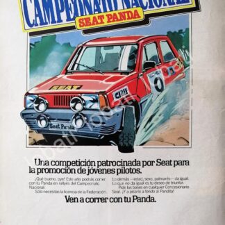 CARTEL ANTIGUO ORIGINAL DE AUTOS. 1ER CAMPEONATO NACIONAL SEAT PANDA 1981/ 841 RARO