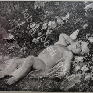 GRABADO ANTIGUO 1898 UN BEBE ( AMOR SILVESTRE ) C. PERRAULT / ARTE