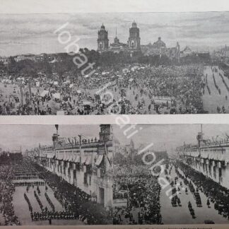 GRABADO ANTIGUO 1898 DESFILE MILITAR PLAZA DE LA CONSTITUCION / MLT