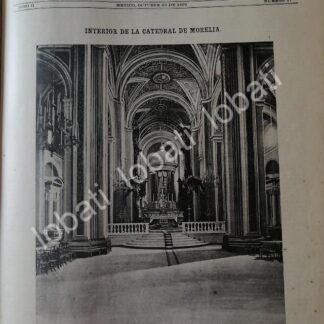 PORTADA ANTIGUA ORIGINAL  1898 CATEDRAL DE MORELIA, ALTAR MAYOR RLG LDM