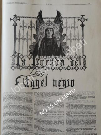 CARTEL ANTIGUO ORIGINAL DE CUENTO INEDITO DE FERNANDO MAZADE 1898. LA LEYENDA DEL ANGEL NEGRO