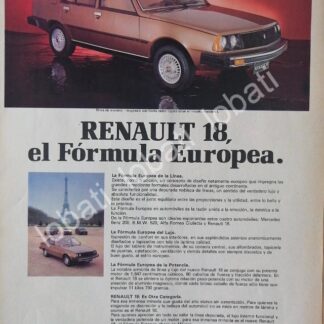 CARTEL ANTIGUO ORIGINAL DE AUTOS RENAULT 18 1981 /992