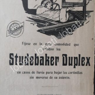CARTEL ANTIGUO ORIGINAL DE AUTOS STUDEBAKER DUPLEX 1929 /982