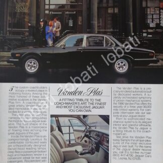 CARTEL ANTIGUO ORIGINAL DE AUTOS JAGUAR VANDEN PLAS 1986 EDICION LIMITADA /978 RARO