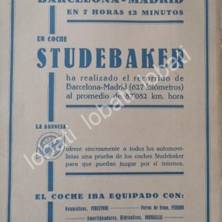 CARTEL ANTIGUO ORIGINAL DE AUTOS STUDEBAKER 1930 /974