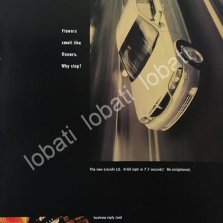 CARTEL ANTIGUO ORIGINAL DE AUTOS LINCOLN LS 1999 /967