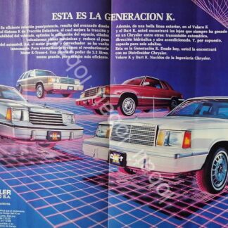 CARTEL ANTIGUO ORIGINAL DE AUTOS CHRYSLER SERIE K. VOLARE K Y DART-K 1986 /955