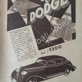 CARTEL ANTIGUO ORIGINAL DE AUTOS DODGE 6V 1936 /954 MUY RARO