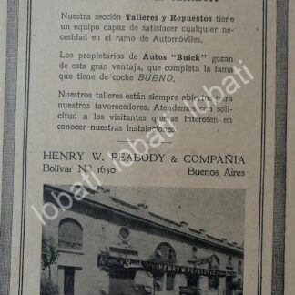 CARTEL ANTIGUO ORIGINAL DE CENTROS DE SERVICIO BUICK 1927 ARGENTINA /936