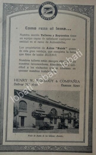 CARTEL ANTIGUO ORIGINAL DE CENTROS DE SERVICIO BUICK 1927 ARGENTINA /936