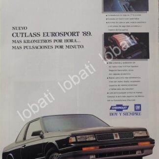 CARTEL ANTIGUO ORIGINAL DE AUTOS CHEVROLET CUTLASS EUROSPORT 1989 /919