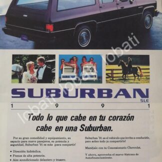 CARTEL ANTIGUO ORIGINAL DE AUTOS CHEVROLET SUBURBAN 1991 /918