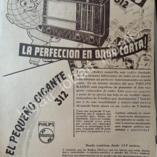 CARTEL ANTIGUO ORIGINAL DE RADIOS PHILIPS SUPER 3 ONDA CORTA 1940 /406 MUY RARO