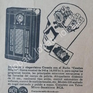 CARTEL ANTIGUO ORIGINAL DE RADIOS RCA VICTOR 226. CEREBRO MAGICO 1930s /405