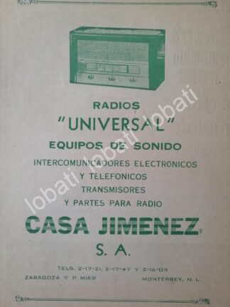 CARTEL ANTIGUO ORIGINAL DE MINI CARTEL RADIOS UNIVERSAL., MONTERREY 1958 /399