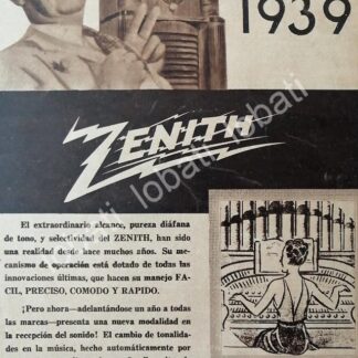 CARTEL ANTIGUO ORIGINAL DE PUBLICIDAD ANTIGUA RADIOS ZENITH 1939 /393
