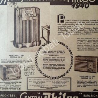 CARTEL ANTIGUO ORIGINAL DE PUBLICIDAD ANTIGUA RADIOS PHILCO 1935 /392