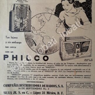 CARTEL ANTIGUO ORIGINAL DE MINI CARTEL RADIOS PHILCO 1935 /389