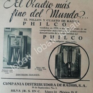 CARTEL ANTIGUO ORIGINAL DE MINI CARTEL RADIOS PHILCO 1934 /388