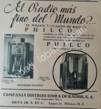 CARTEL ANTIGUO ORIGINAL DE MINI CARTEL RADIOS PHILCO 1934 /388