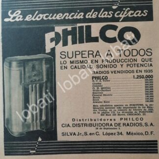 CARTEL ANTIGUO ORIGINAL DE RADIOS PHILCO 1935 /387