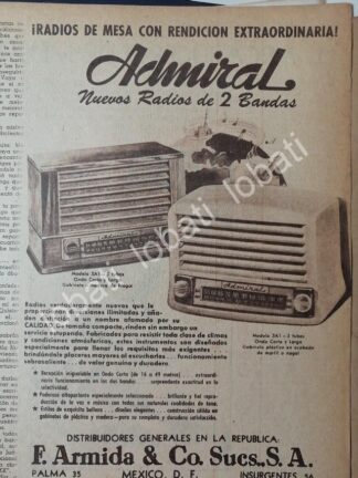 CARTEL ANTIGUO ORIGINAL DE RADIOS ADMIRAL 5A1 1947 /385 MUY RARO T. MEDIANO
