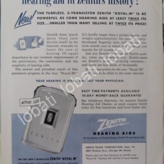 CARTEL ANTIGUO ORIGINAL DE RADIOS DE BOLSILLO ZENITH ROYAL-M 1950s /380