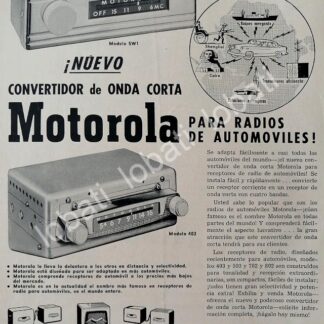 CARTEL ANTIGUO ORIGINAL DE AUTO ESTEREOS MOTOROLA 1955 /379 MUY RARO