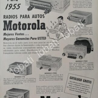 CARTEL ANTIGUO ORIGINAL DE AUTO ESTEREOS MOTOROLA 1955 /378 MUY RARO