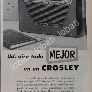 CARTEL ANTIGUO ORIGINAL DE RADIOS CROSLEY 1954 /355