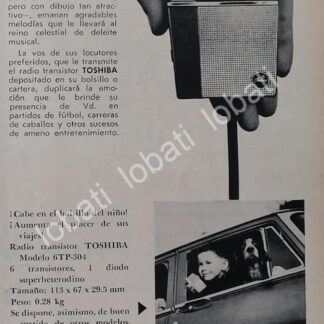 CARTEL ANTIGUO ORIGINAL DE RADIOS DE BOLSILLO TOSHIBA 6TP-304 1959 /348