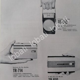 CARTEL ANTIGUO ORIGINAL DE RADIOS SONY DE BOLSILLO SERIE TR / 1955 /344