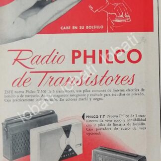 CARTEL ANTIGUO ORIGINAL DE RADIOS PHILCO DE BOLSILLO 1960s /342