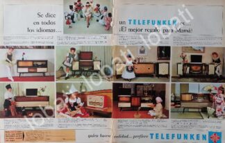 CARTEL ANTIGUO ORIGINAL DE RADIOS, TELEVISORES Y CONSOLAS TELEFUNKEN 1960s /317