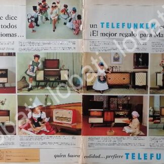 CARTEL ANTIGUO ORIGINAL DE RADIOS, TELEVISORES Y CONSOLAS TELEFUNKEN 1960s /317