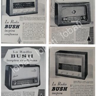 CARTEL ANTIGUO ORIGINAL DE SET DE 4 MINI AFICHES RADIOS BUSH 1950s/ 299