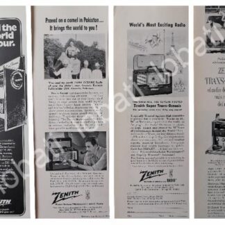 CARTEL ANTIGUO ORIGINAL DE SET DE 4 AFICHES RADIOS ZENITH TRANSOCEANICO 1960s/ 298