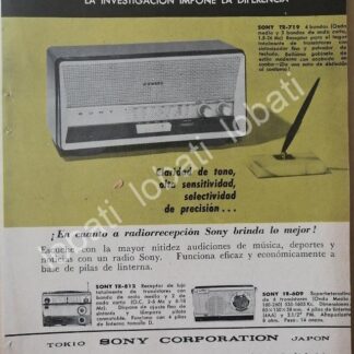 CARTEL ANTIGUO ORIGINAL DE MINI CARTEL RADIOS SONY SERIES TR-719 Y MAS 1960s / 297