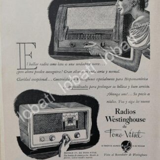 CARTEL ANTIGUO ORIGINAL DE MINI CARTEL RADIOS WESTINGHOUSE 141 & 177 TONO VITAL/ 293