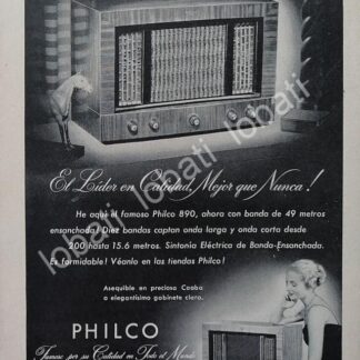CARTEL ANTIGUO ORIGINAL DE MINI CARTEL RADIOS PHILCO 890 1940s/ 291