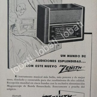 CARTEL ANTIGUO ORIGINAL DE MINI RADIOS ZENITH 7S046 1940s / 281