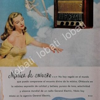 CARTEL ANTIGUO ORIGINAL DE MINI RADIOS GENERAL ELECTRIC 1940s / 275