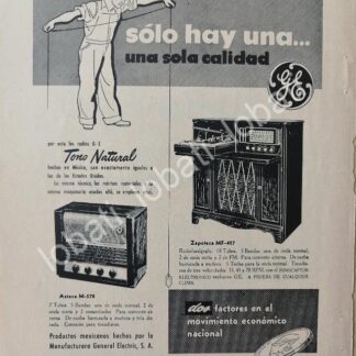 CARTEL ANTIGUO ORIGINAL DE MINI CARTEL RADIOS GENERAL ELECTRIC 1940s / 274
