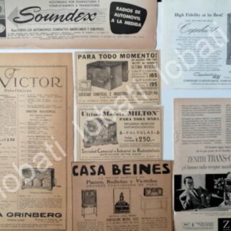 CARTEL ANTIGUO ORIGINAL DE SET DE 7 MINI CARTELES DE RADIOS 1920s - 50s / 273