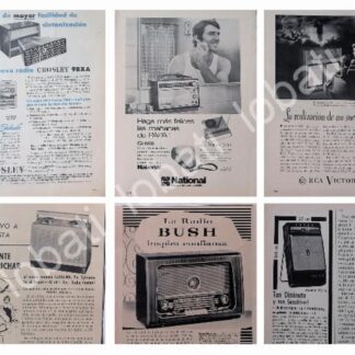 CARTEL ANTIGUO ORIGINAL DE SET DE 6 MINI CARTELES DE RADIOS 1920s - 50s / 272