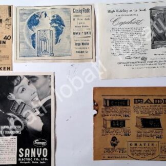 CARTEL ANTIGUO ORIGINAL DE SET DE 5 MINI CARTELES DE RADIOS 1930s - 50s / 271